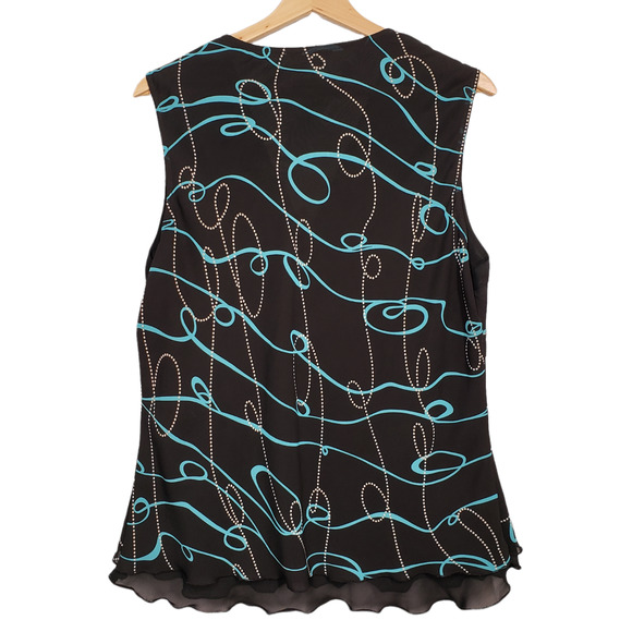 Fashion Bug Top Womens 18/20W Black Y2k Sleeveless Sheer Faux Wrap Bow Flowy - Picture 15 of 16